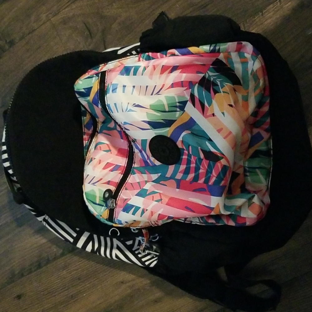 Kipling Full Size Backpack Black & Colorful Beaut… - image 1
